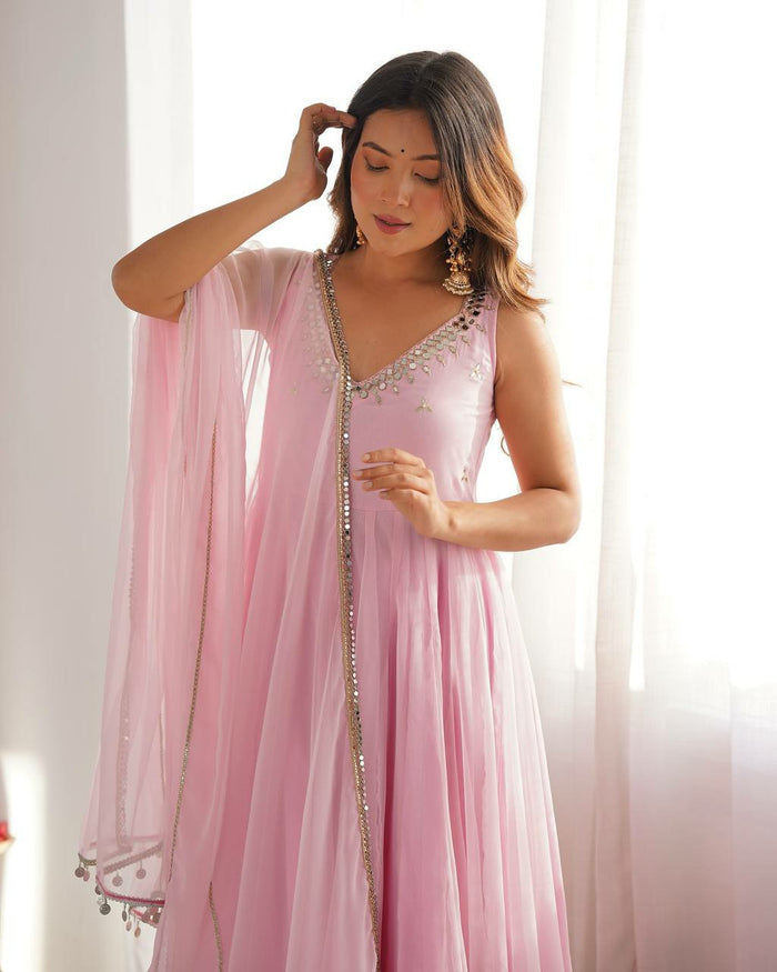 Blush Bloom Georgette Anarkali Suit Set