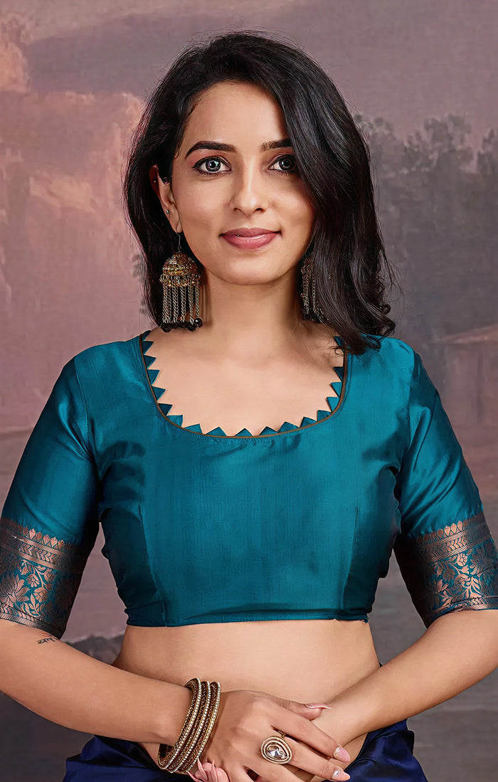Elegant Dark Blue Jacquard Saree – Premium Indian Traditional Wear for Women