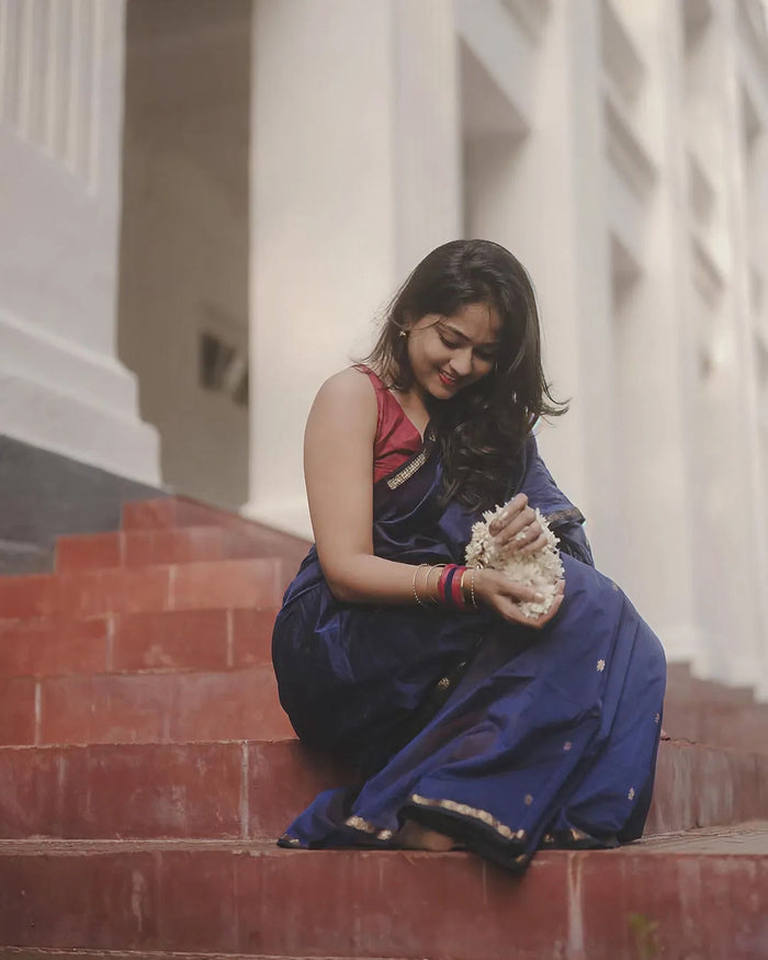 Blue Jacquard Saree – Elegant & Timeless Indian Ethnic Wear