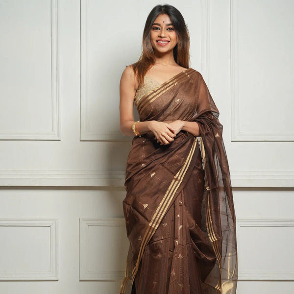 Coffee Brown Jacquard Saree