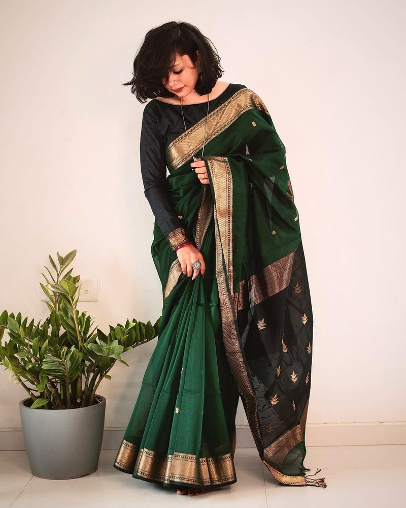 Graceful Green Jacquard Saree
