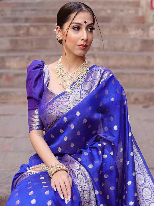 Blue Jacquard Saree