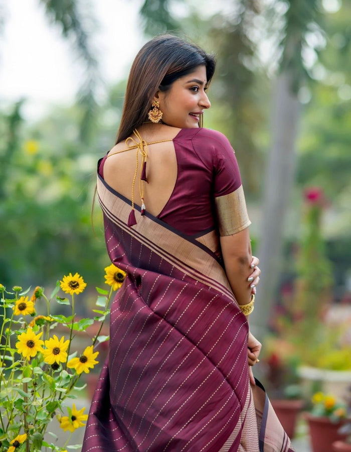 Royal Maroon Jacquard Saree – Elegant Festive & Wedding Wear