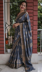 Graceful Grey Jacquard Saree