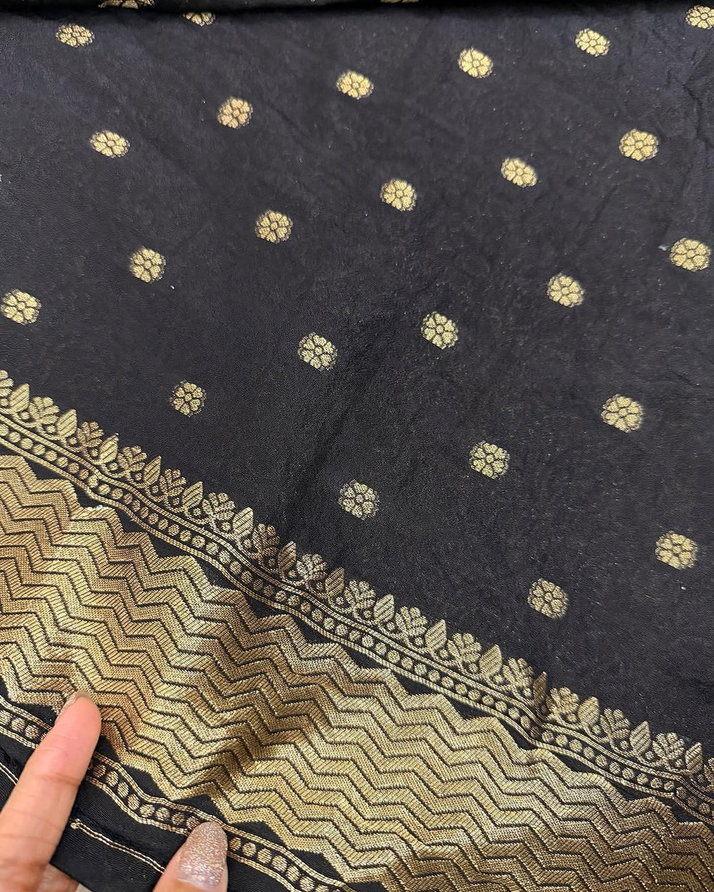 Elegant Black Jacquard Saree