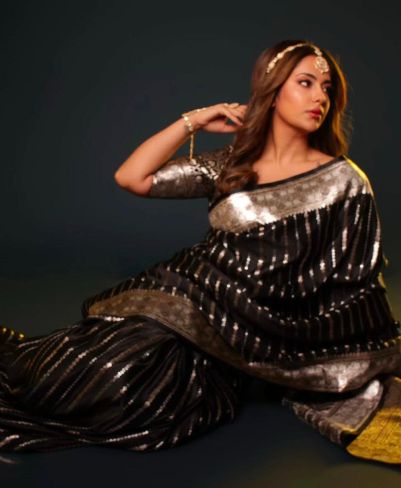 Black Jacquard Saree