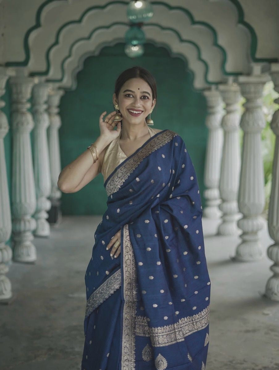 Royal Blue Jacquard Saree