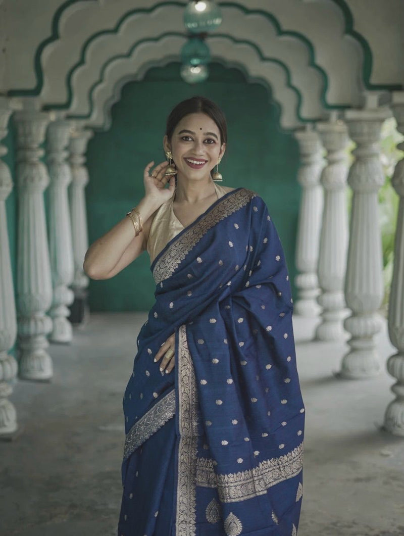 Royal Blue Jacquard Saree
