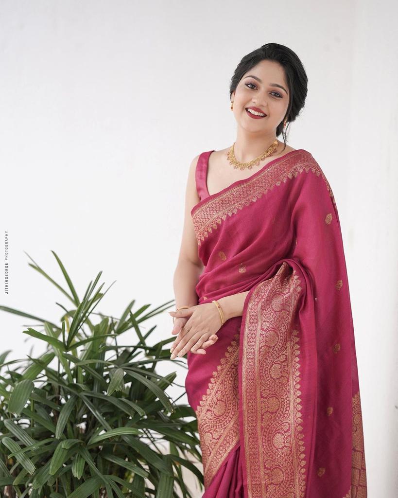 Majestic Maroon Jacquard Saree