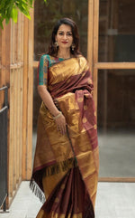 Brown Jacquard Saree