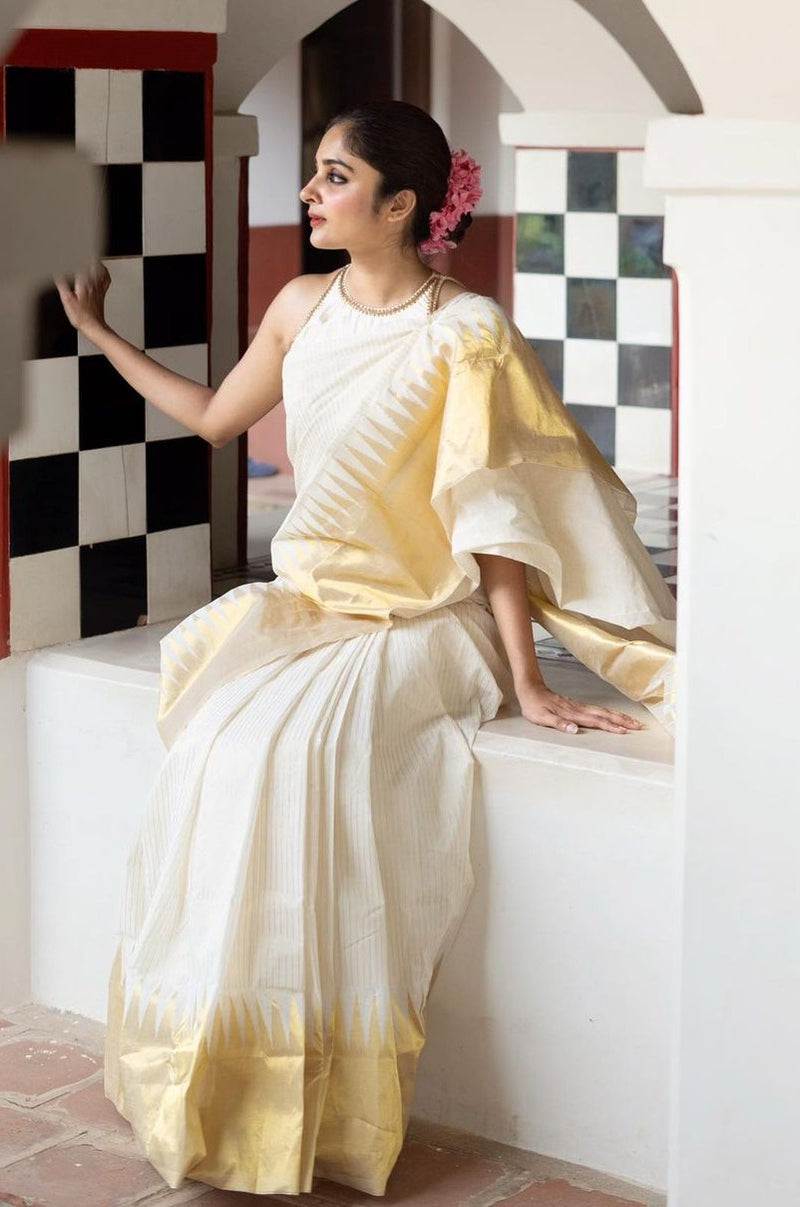 Pure White Jacquard Saree