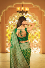 Vibrant Green Jacquard Saree