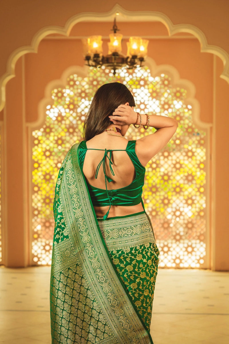 Vibrant Green Jacquard Saree