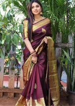 Premium Wine Jacquard Saree
