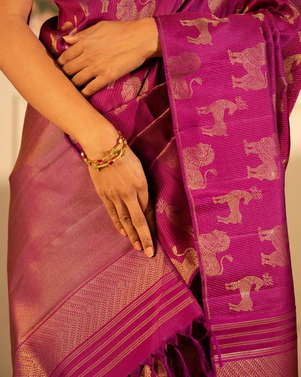 Dark Pink Jacquard Saree