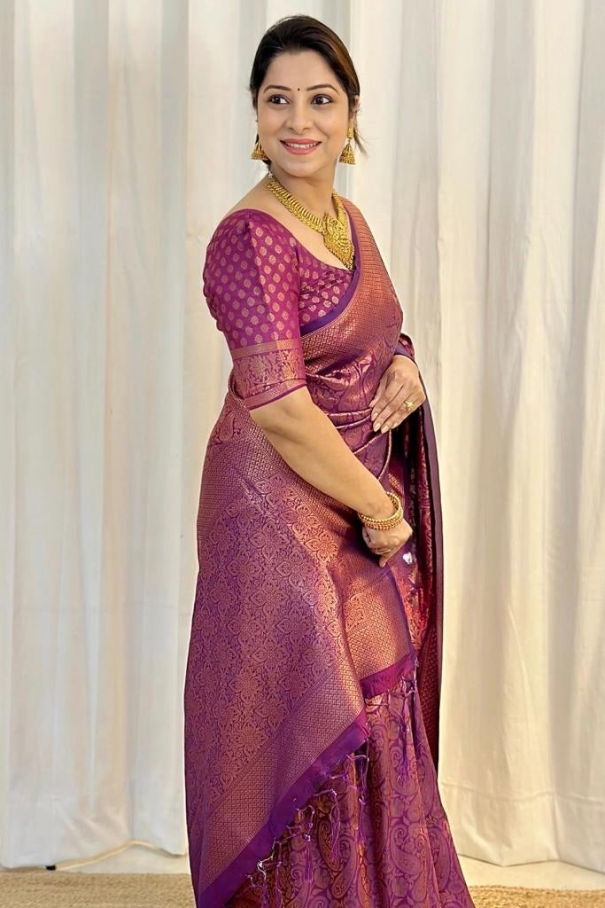 Royal Purple Jacquard Saree