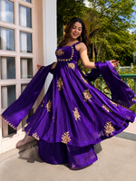 Purple Embroidered Anarkali Suit Set