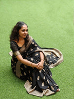 Midnight Black Jacquard Saree