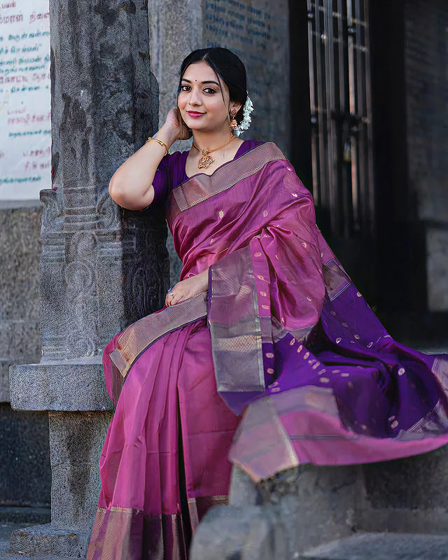 Purple Jacquard Saree – Royal, Elegant & Festive Ethnic Wear