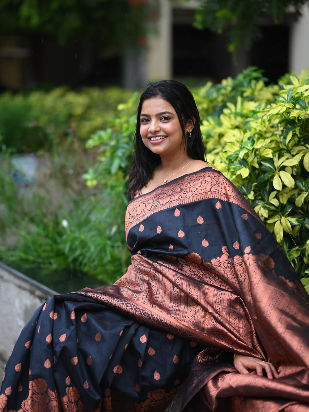 Classic Black Jacquard Saree