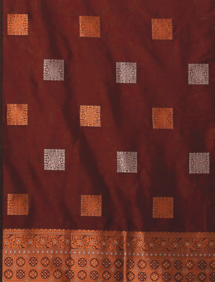Luxury Maroon Jacquard Saree – Rich Woven Elegance for Special Occasions