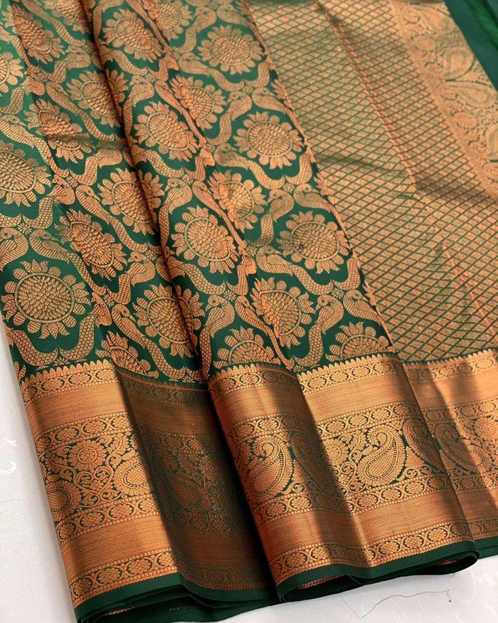 Mahendi Green Jacquard Saree – Elegant & Ethnic Indian Wear