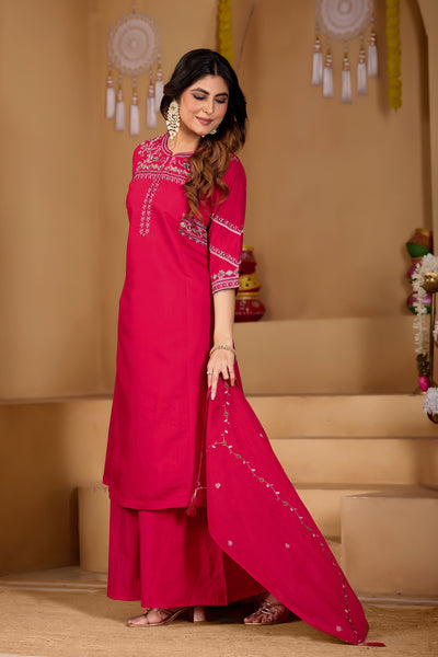 Rani Pink Mango Silk Anarkali Set