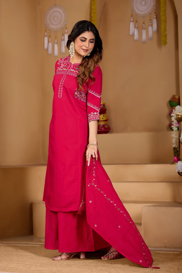 Rani Pink Mango Silk Anarkali Set
