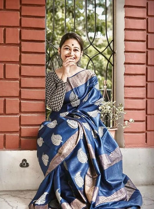 Elegant Blue Jacquard Saree