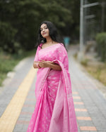 Graceful Pink Jacquard Saree