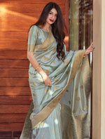 Serene Tea Blue Jacquard Saree