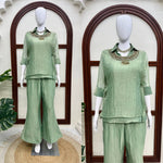 Women's Sage Green Salsa Crushed 3-Piece Co-Ord Set