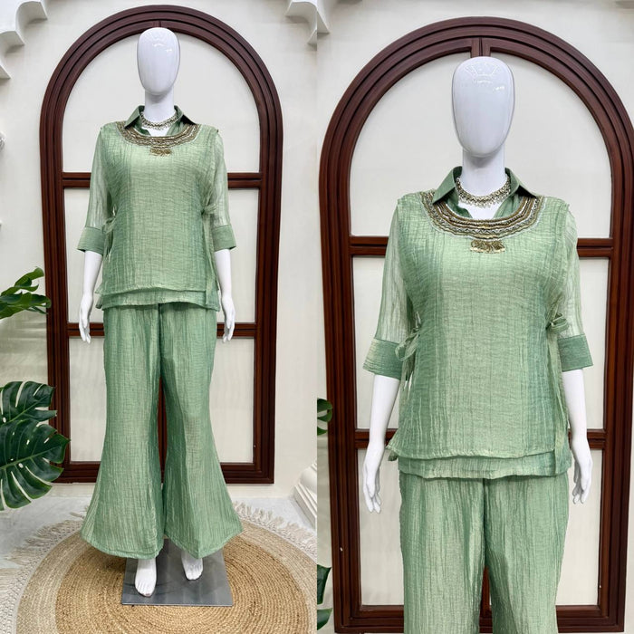 Women's Sage Green Salsa Crushed 3-Piece Co-Ord Set