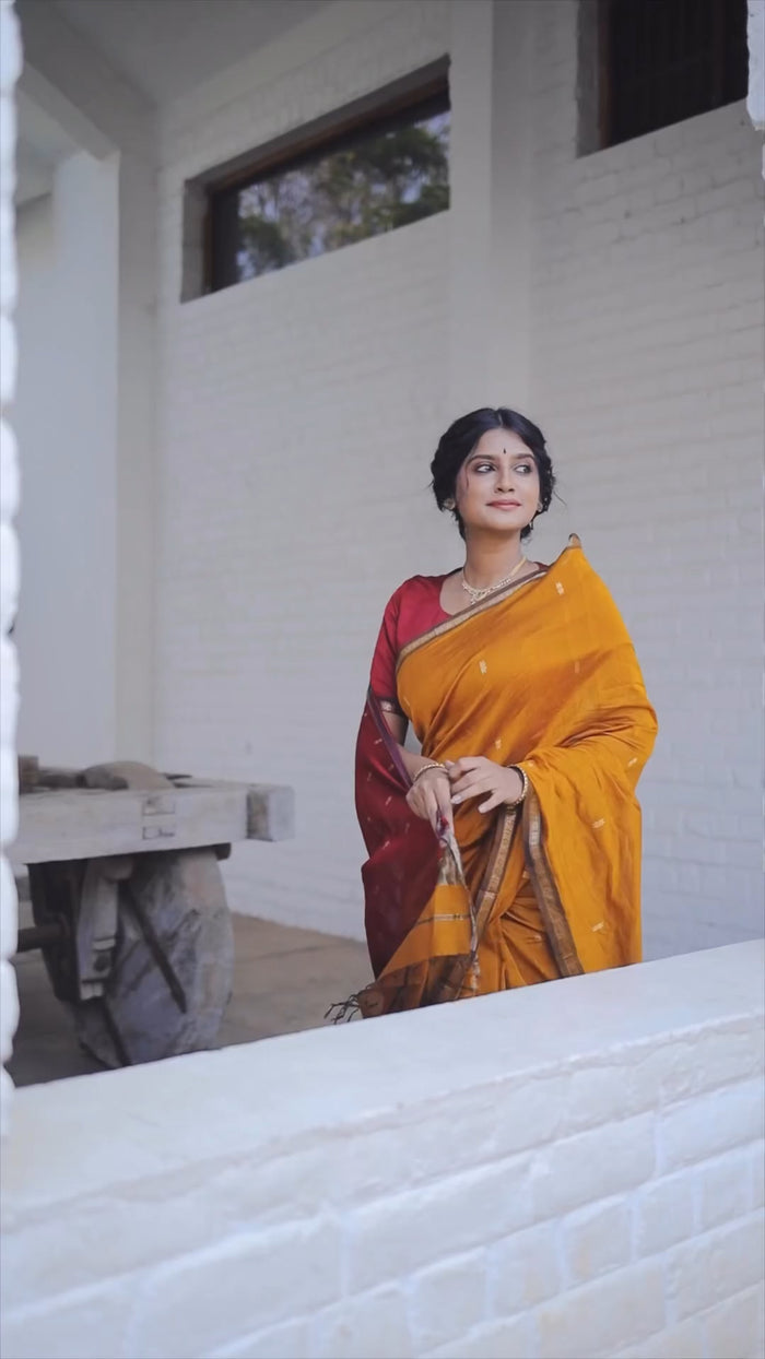 Yellow Jacquard Saree – Bright, Festive & Elegant Ethnic Wear