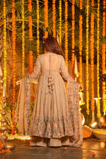 Beige Embroidered Anarkali Suit Set