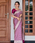 Luxury Dark Purple Jacquard Saree for Elegant Festive & Party Wear