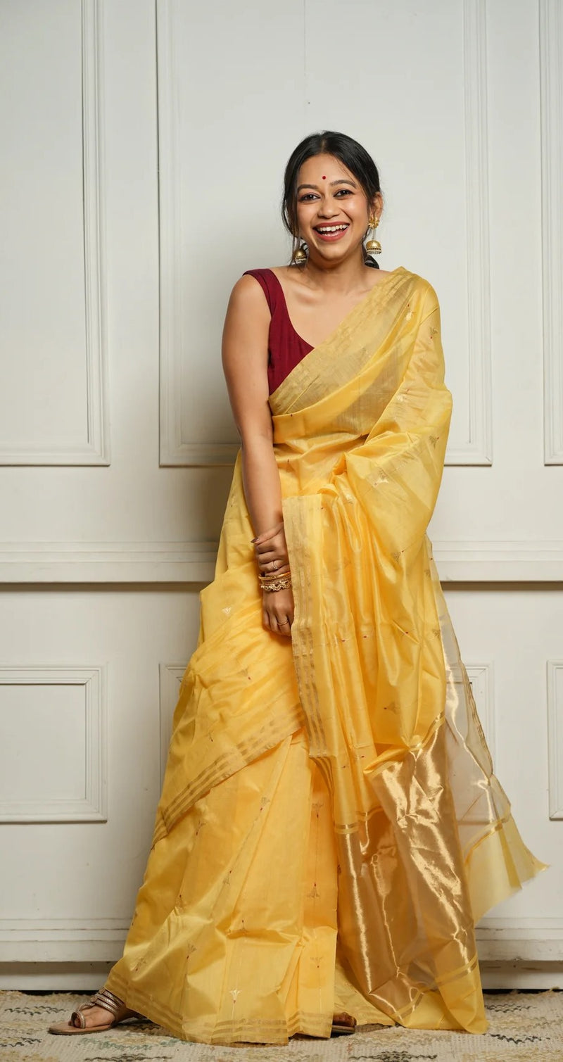 Yellow Jacquard Saree