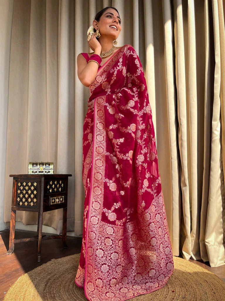 Royal Maroon Jacquard Saree