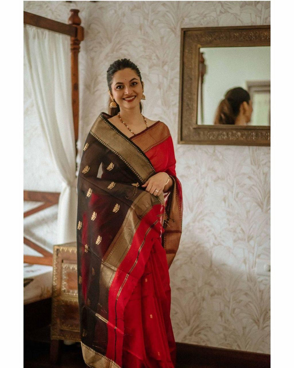 Red Jacquard Saree