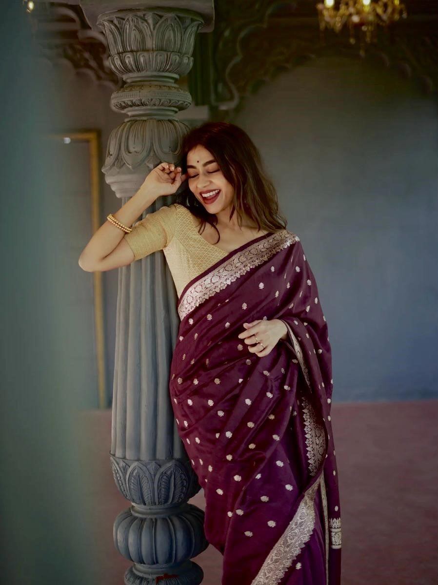 Wine Jacquard Saree