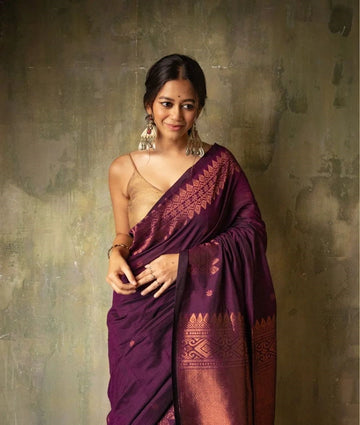 Luxury Wine Jacquard Saree – Elegant Designer Drape for Weddings & Festive Occasions