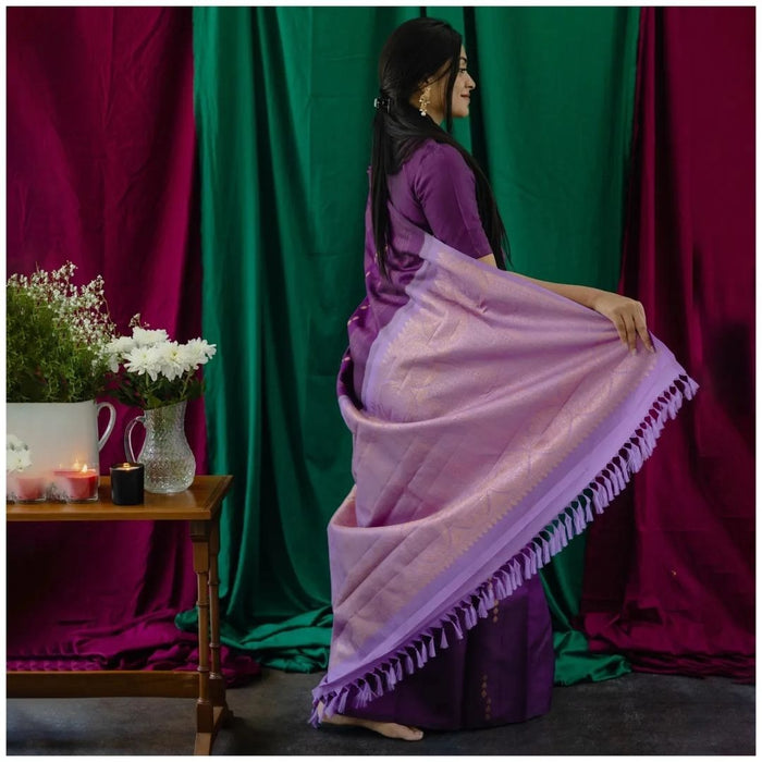 Premium Dark Purple Jacquard Saree for Festive, Wedding & Party Wear