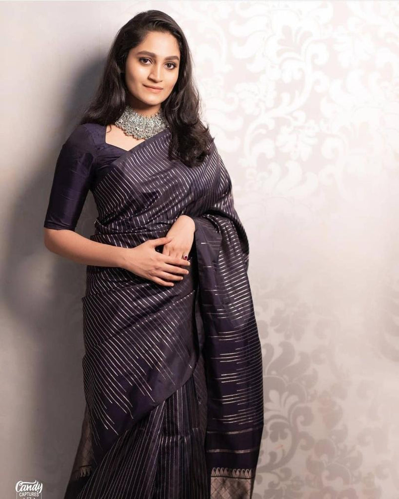 Elegant Purple Jacquard Saree