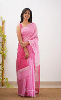 Light Pink Jacquard Saree – Elegant Woven Design with Timeless Grace