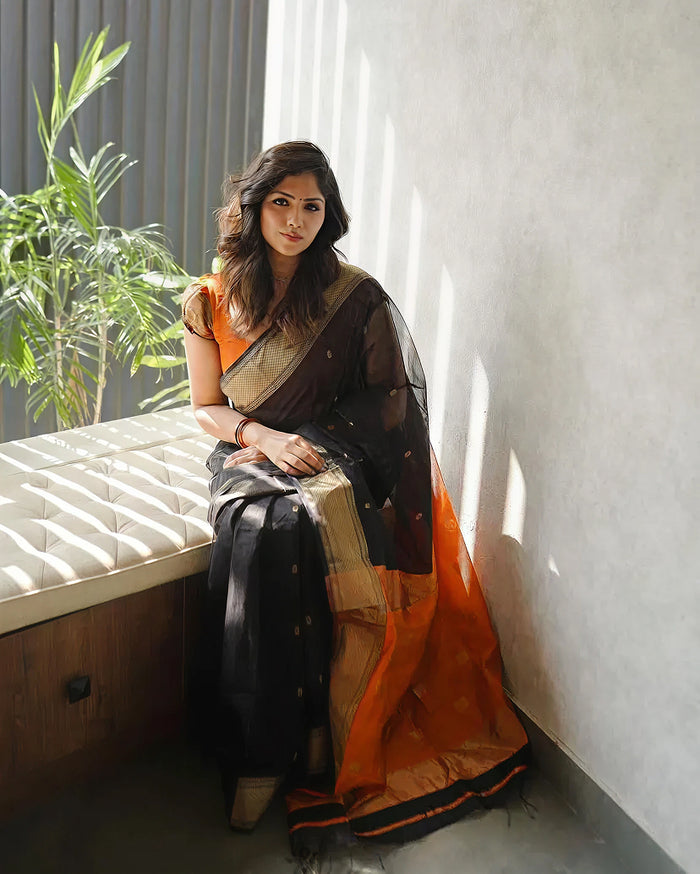 Black Jacquard Saree – Elegant & Premium Ethnic Wear