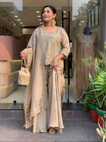 Champagne Embroidered Silk Palazzo Set