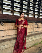 Stunning Red Jacquard Saree