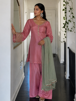 Blush Pink Embroidered Kurta Pant Set
