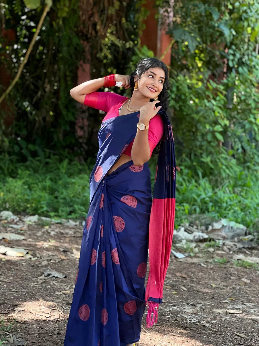 Dark Blue Jacquard Saree