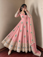 Baby Pink Silk Embroidered Anarkali Gown